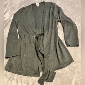 W Wrapper Cardigan Women’s Size M Gray Long Sleeves Belted Weighted